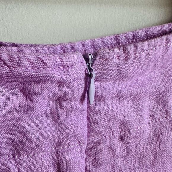CARMAR Lavender Linen Mini Skirt with Belted Waist – Size Small - Picture 6 of 8